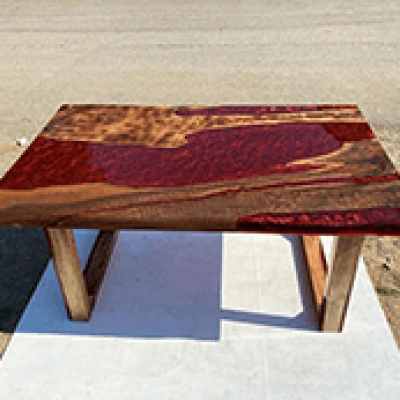 Red Metallic Epoxy Dining Table