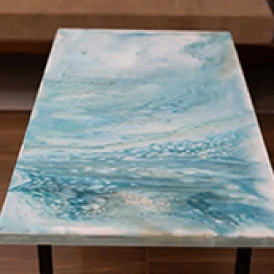 Sky Blue Finish Epoxy Dining Table