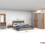 BH Sleek Bedroom Set with Bed, 3-Door Wardrobe, Side Table, and Dressing Table