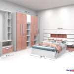 BH Simple Elegance Bedroom Set with Bed, 4-Door Wardrobe, Side Table, and Dressing Table