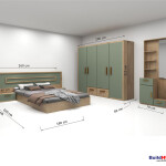 BH Urban Bedroom Set with Bed, 4-Door Wardrobe, Side Table, and Dressing Table