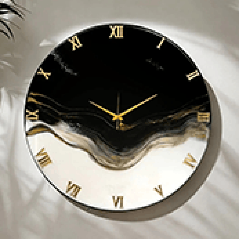 Epoxy Resin Thunder Clock (Black & White)