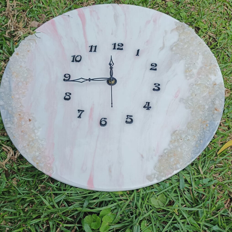 White Crystal Epoxy Wall Clock