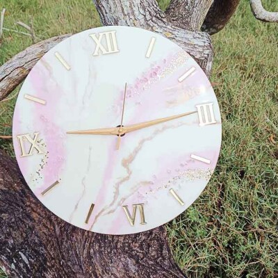 Abstract Pink Epoxy Wall Clock