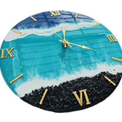 Aqua Marine Blue Epoxy Wall Clock