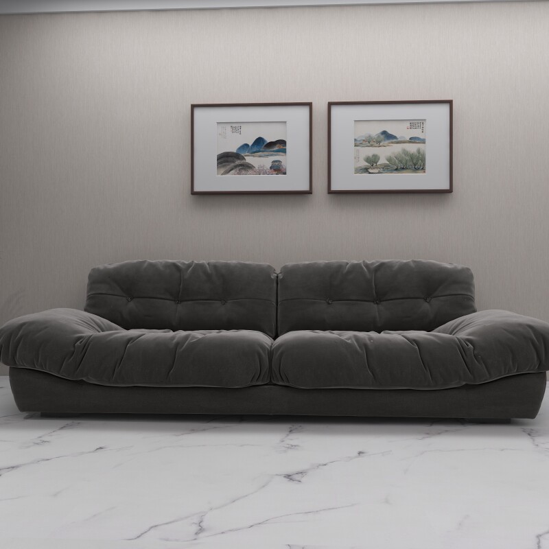 BH Grey Velvet Modern 3 Seater Sofa