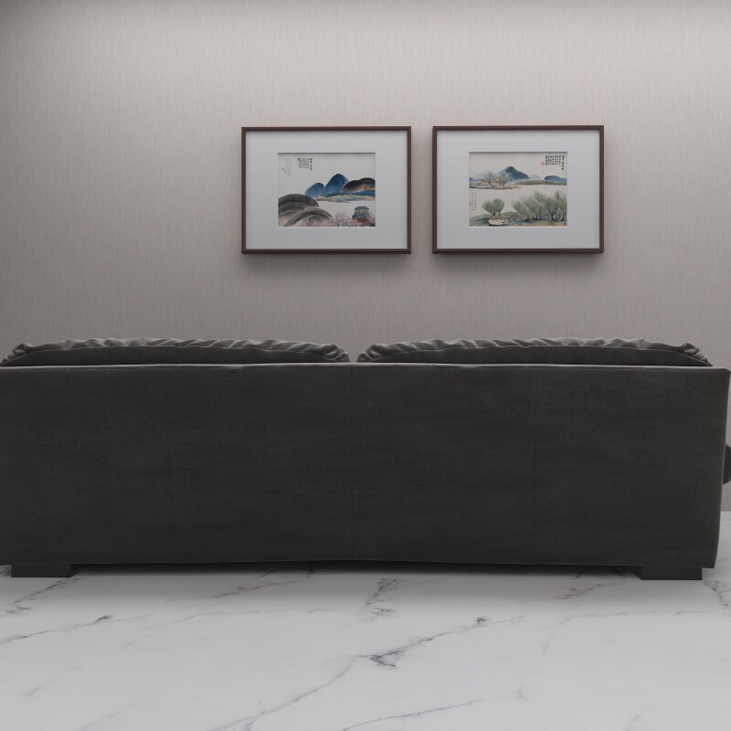 BH Grey Velvet Modern 3 Seater Sofa