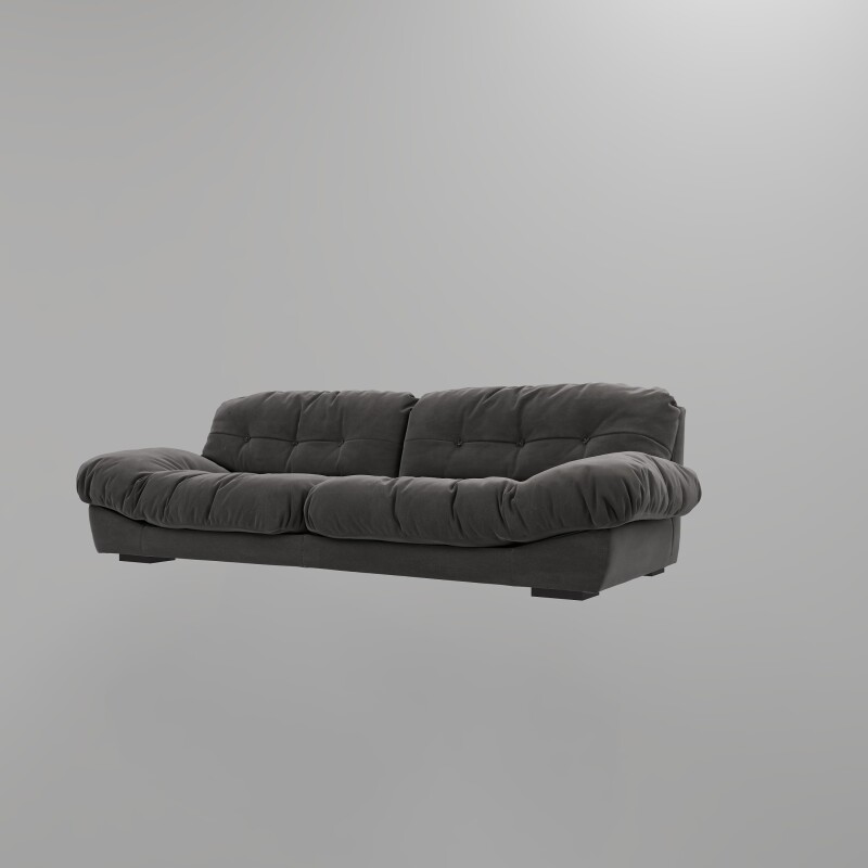 BH Grey Velvet Modern 3 Seater Sofa