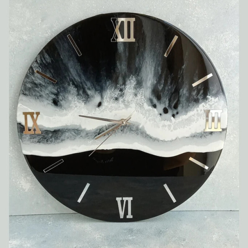 Black Ocean Epoxy Resin Wall Clock