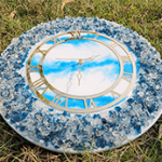 Handmade Blue Marble Effect Resin Clock