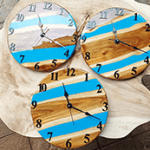 Handmade Blue Metallic Epoxy Resin Clock