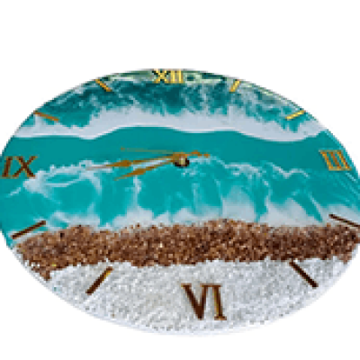 Handmade Sea Wave Epoxy Wall Clock