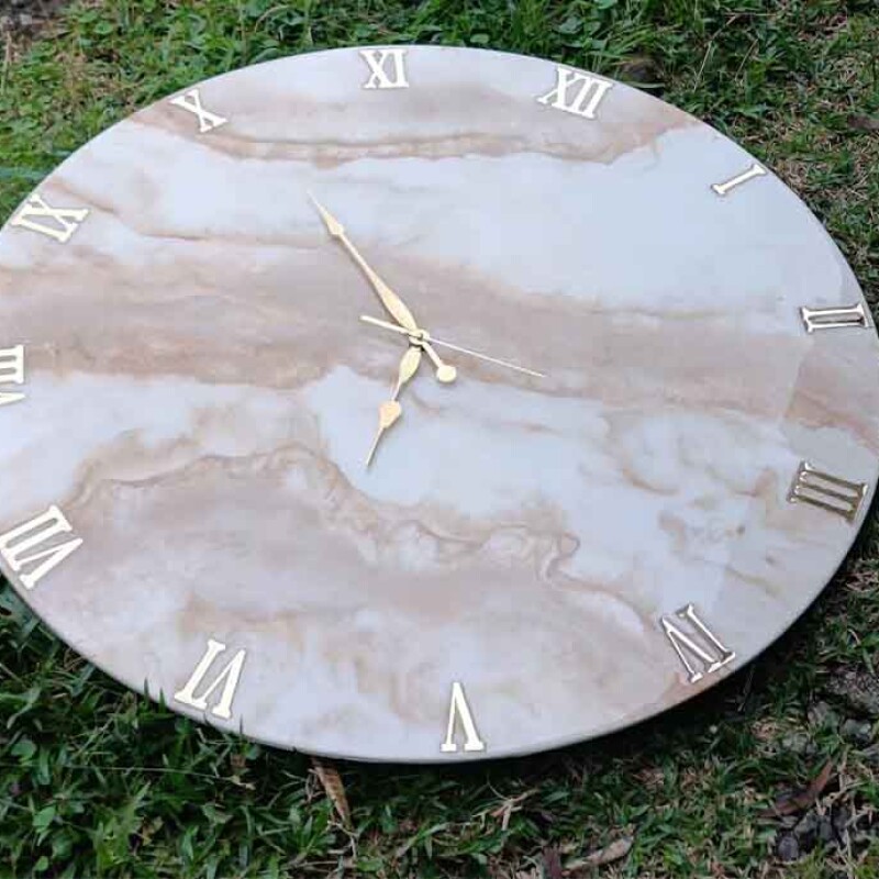 Pink Marble Effect Wall Clock