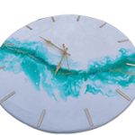 Wooden Blue Handcrafted Epoxy Resin Clock