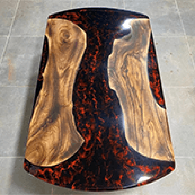 Red & Black Lava Oval Epoxy Dining Table