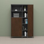 Walnut Bookcase Filling Cabinet Set