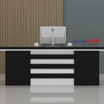 Sleek Black & White CEO Table with Modern Design