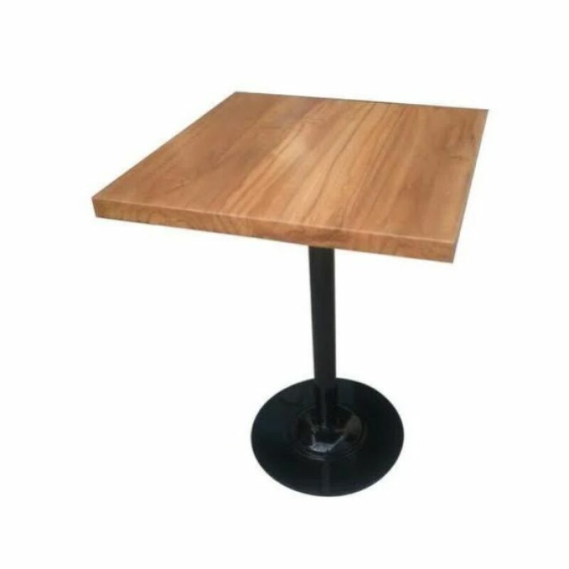 Square Wood Top Restaurant & Cafe Bar Table with Black Metal Base