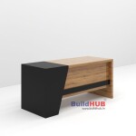 Modern Black & Wooden Texture CEO Table with Geometric Design