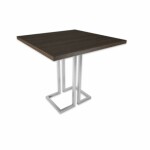 Square Wood Top Bar Table with Stainless Steel Base