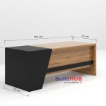 Modern Black & Wooden Texture CEO Table with Geometric Design