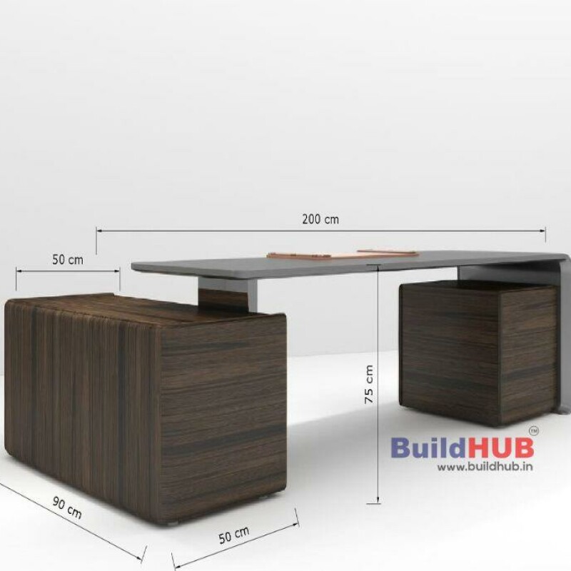 Executive CEO Office Table with Laminate Top and Metal Accents