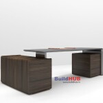 Executive CEO Office Table with Laminate Top and Metal Accents