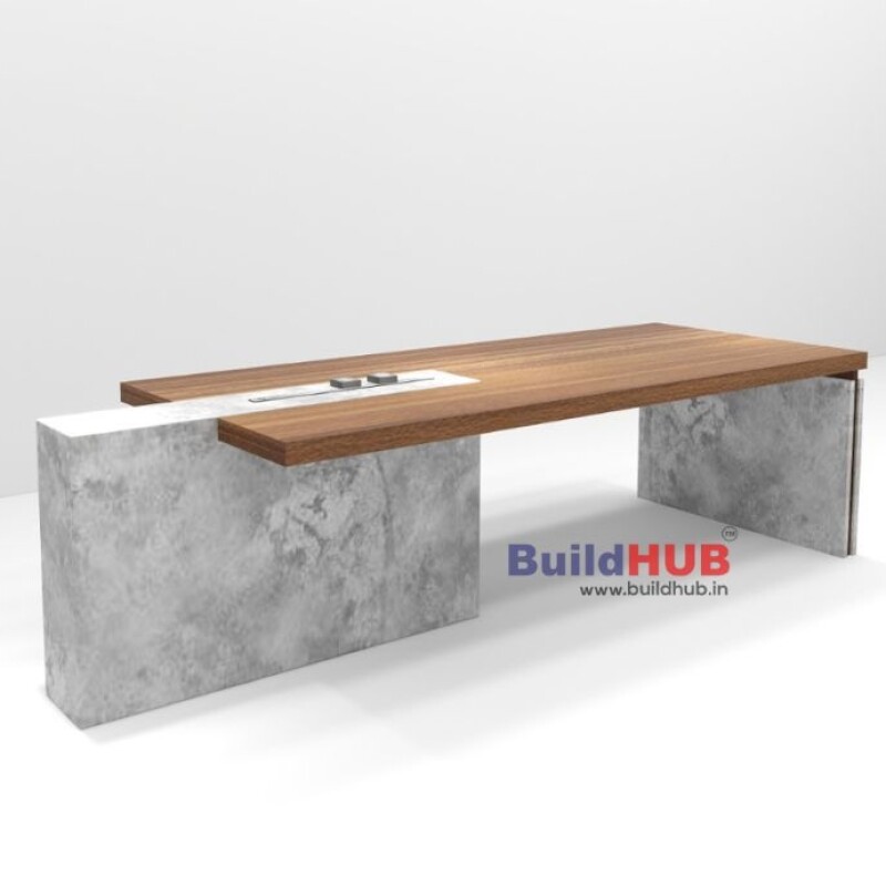 Gray & Wooden Texture CEO Table with Modern Design