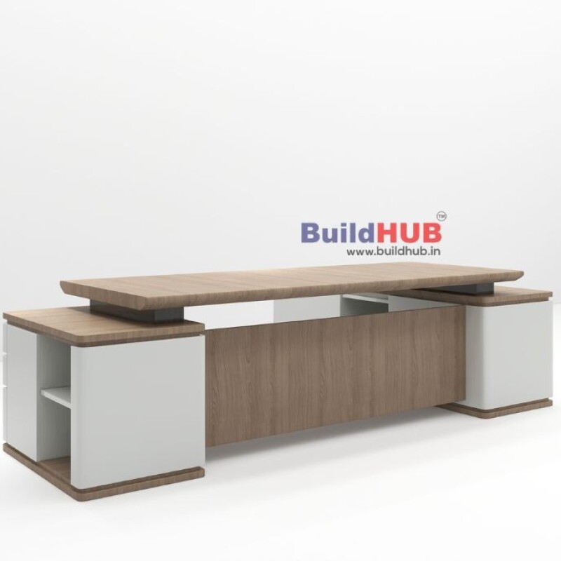 Modern Wooden texture & White CEO Table with Minimalist Design