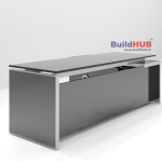 Executive CEO Office Table with Grey Laminate Top and Glass Inlay