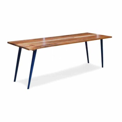 Mid-Century Modern Restaurant Dining Table with Black Metal Legs