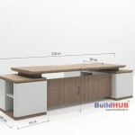 Modern Wooden texture & White CEO Table with Minimalist Design