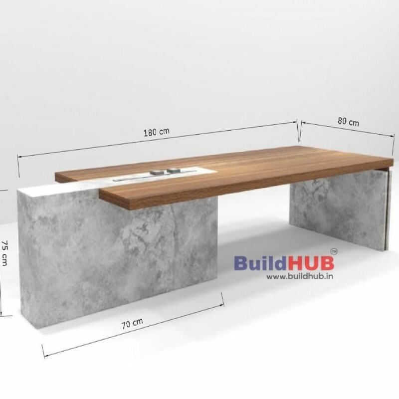 Gray & Wooden Texture CEO Table with Modern Design