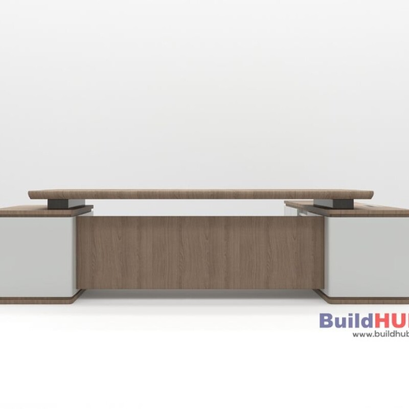 Modern Wooden texture & White CEO Table with Minimalist Design