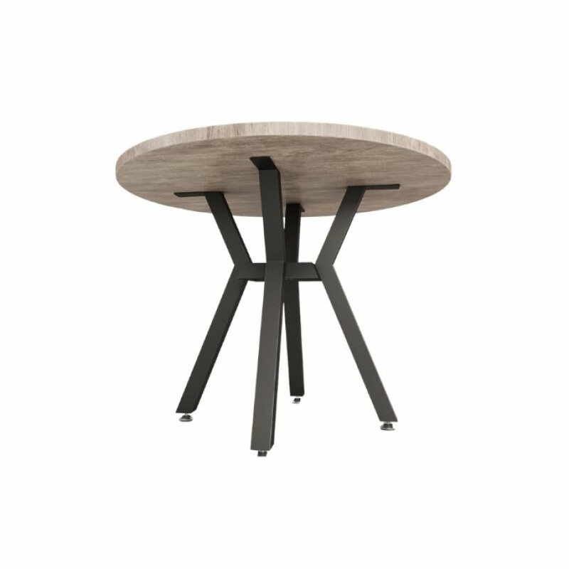 Round Wood Top Restaurant Dining Table with Black Metal Tripod Base