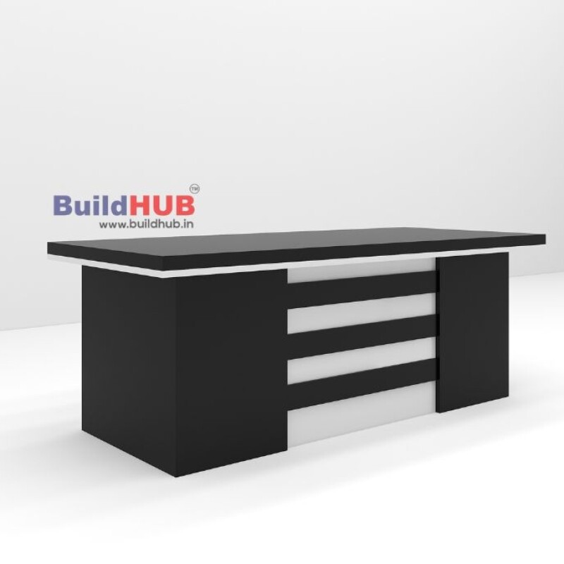 Sleek Black & White CEO Table with Modern Design