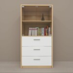 Modern Storage Cabinet with Glass-Front Top Filling Cabinet