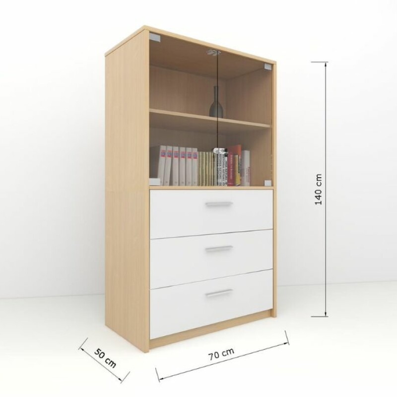 Modern Storage Cabinet with Glass-Front Top Filling Cabinet