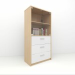 Modern Storage Cabinet with Glass-Front Top Filling Cabinet