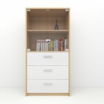 Modern Storage Cabinet with Glass-Front Top Filling Cabinet