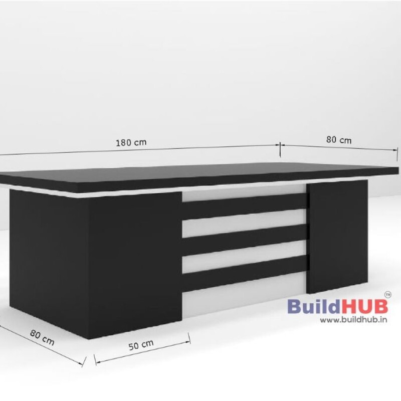 Sleek Black & White CEO Table with Modern Design