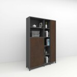 Walnut Bookcase Filling Cabinet Set