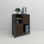 Walnut Bookcase Filling Cabinet Set