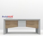 Modern White & Wooden Texture CEO Table with Curved Design