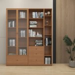 Modern Glass-Front Bookcase Filling Cabinet