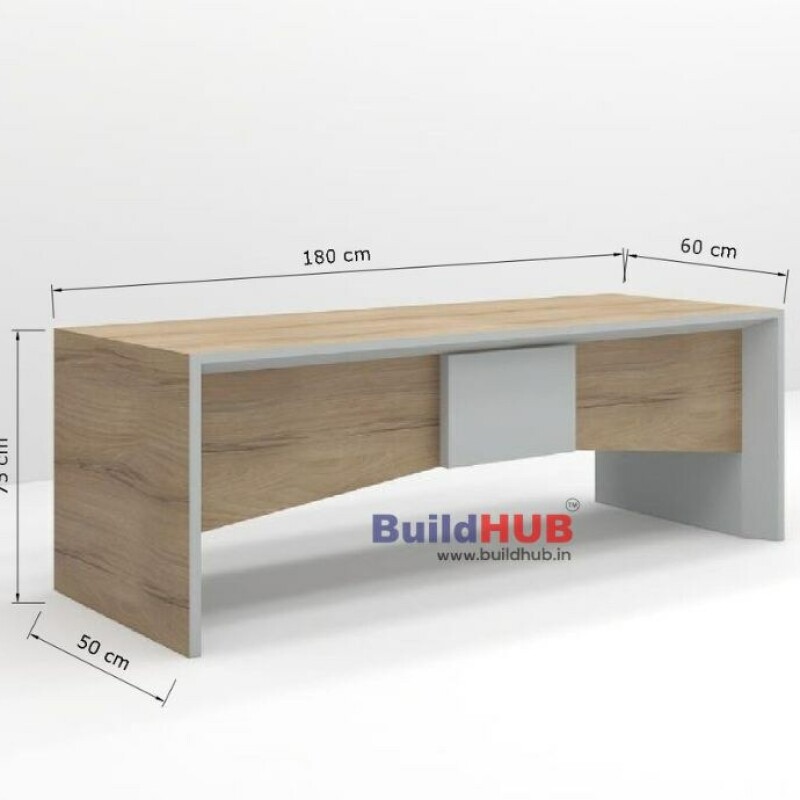 Modern White & Wooden Texture CEO Table with Curved Design