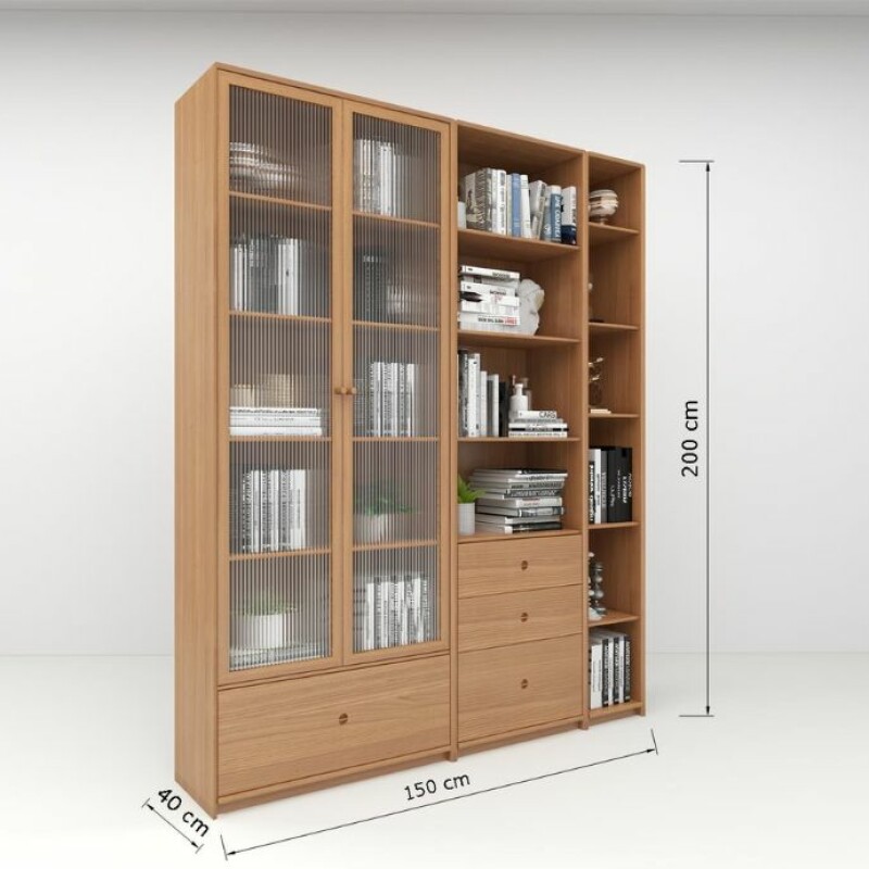 Modern Glass-Front Bookcase Filling Cabinet