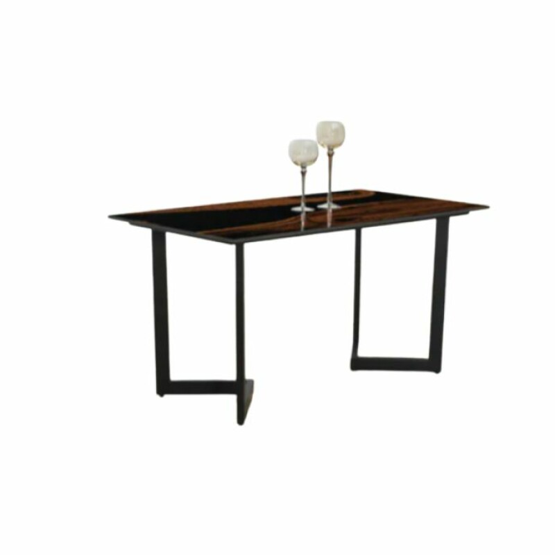 Modern Plywood Top Restaurant Dining Table with Black Metal Legs