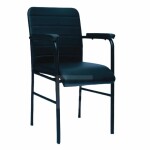 Stylish Visitor Chair with Mesh Back, Synthetic Leather Seat, PU Arm Pads-FV-7026