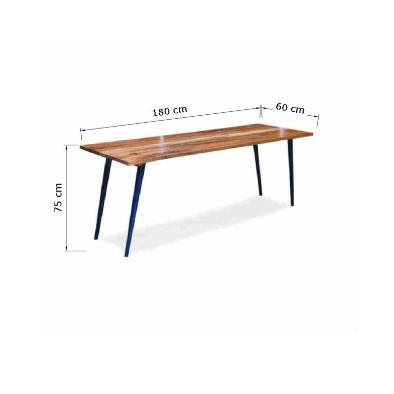 Mid-Century Modern Restaurant Dining Table with Black Metal Legs